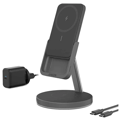 شارژر بی سیم و پاوربانک 5000 میلی‌ آمپر + آداپتور ۲۵W انکر مدل Anker Magnetic Wireless Charger (MagGo) B25A7 a7211 