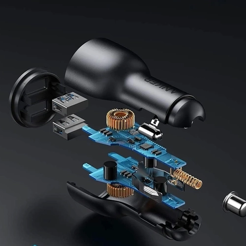 شارژر فندکی انکر مدل PowerDrive III 2-Port alloy A2729-1001