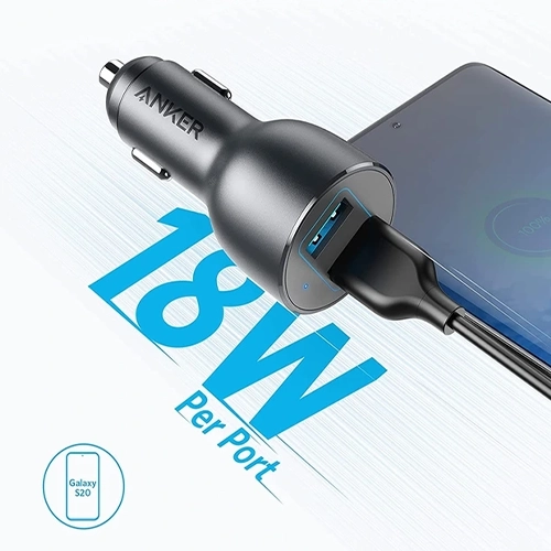 شارژر فندکی انکر مدل PowerDrive III 2-Port alloy A2729-1002