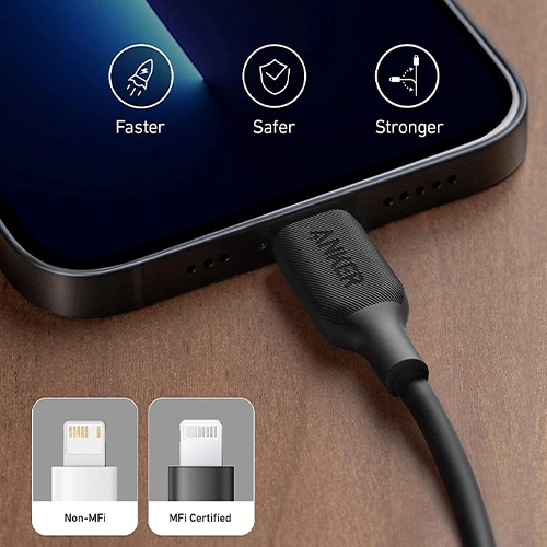 کابل ۹۰ سانتی‌ متری Type-C به Lightning انکر مدل Anker A8832 PowerLine III-1001