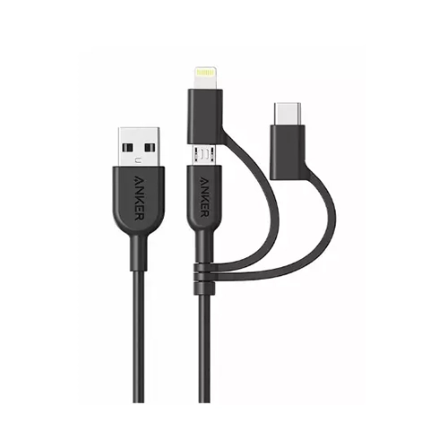 کابل ۱ به ۳ USB به Type-C، Lightning و micro-USB انکر